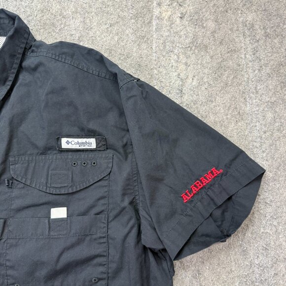 Alabama Crimson Tide Columbia PFG Bonehead Fishing Shirt Men M Black Short Slv - Picture 3 of 14